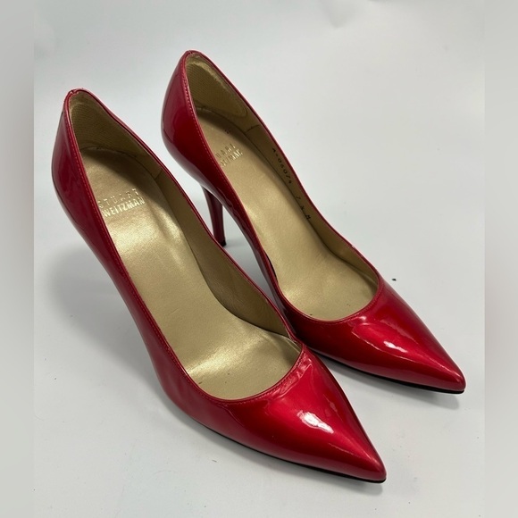 stuart weitzman fever quasar red patent leather heels size 7.5 - Picture 1 of 12